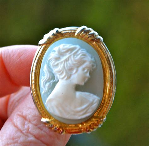 Cameo Appearance Cameo Brooch Pin Pale Green Pastel Lady