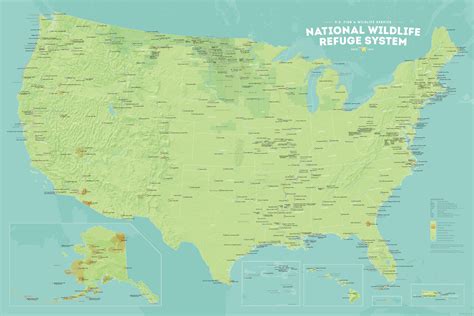 Us National Wildlife Refuge System Map 24x36 Poster Best Maps Ever