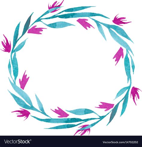 Hand Drawn Watercolor Flower Wreath In Royalty Free Vector