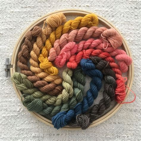 Rainbow Crewel Embroidery Wool Yarn Kit Naturally Plant Dyed Etsy
