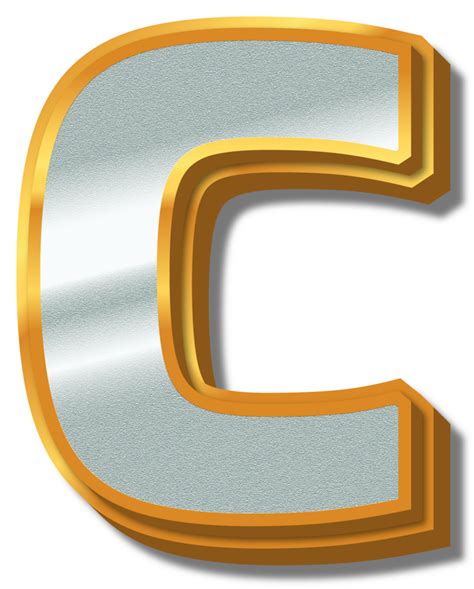 3d Elegant Gold Silver Alphabet Letter C 34097676 Png