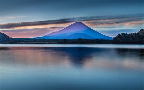 Beautiful Japan Nature Scenery Mount Fuji Lake Clouds Dawn