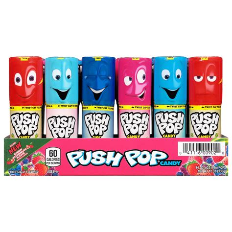 Push Pop Candy Assorted Flavor Lollipops 05 Oz 24 Count