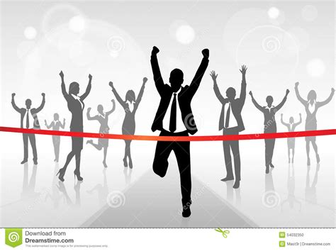 Running Businessman Crossing Finish Line Win Vector Illustration