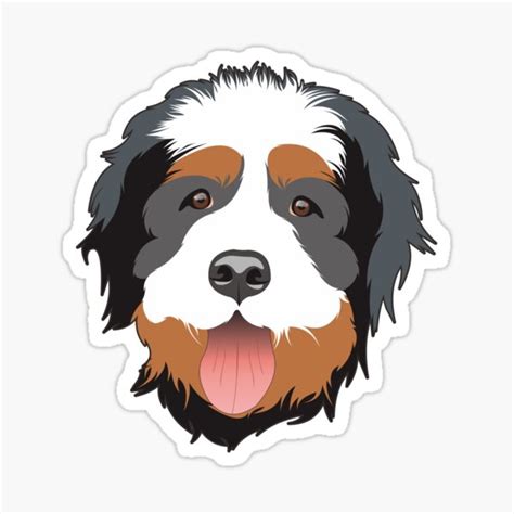 Bernedoodles Head Vector Art Sticker For Sale By Dog Artwork Redbubble