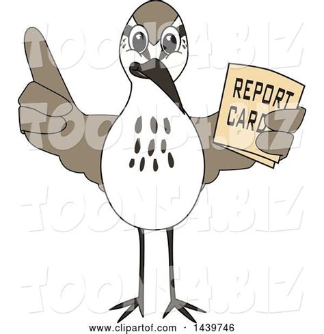 Vector Illustration Of A Cartoon Sandpiper Bird School Mascot Holding A