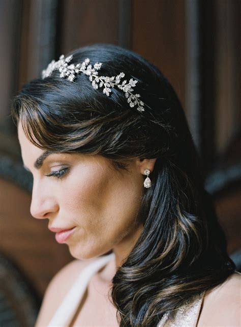 Simulated Diamond Bridal Crown Crystal Headpiece Tiara Fabrice Eden Luxe Bridal