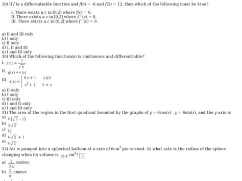 Ap Calculus Ab Multiple Choice Worksheet