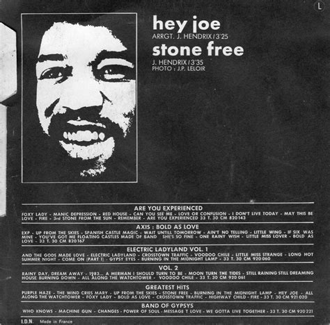 Jimi Hendrix ~ Hey Joe ~ Original 1970 French 2 Track 7 Vinyl Single