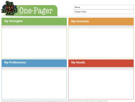 Project One Pager Template