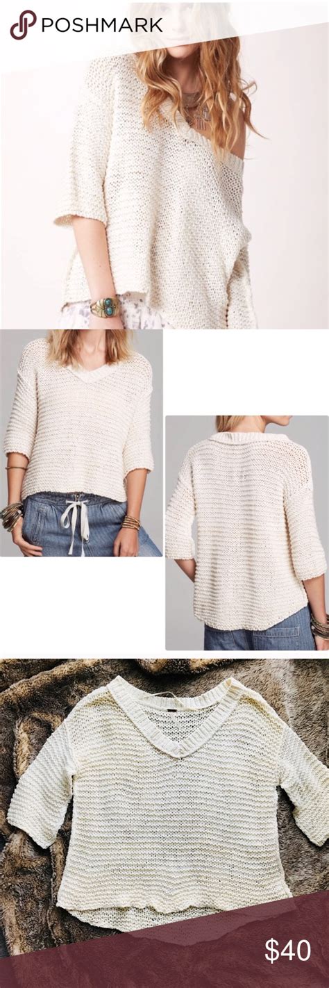 Free People Park Slope Chunky Cream Knit Sweater Cream Knit Sweater Knitted Sweaters Sweaters