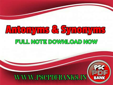 Antonyms And Synonyms Psc Pdf Bank