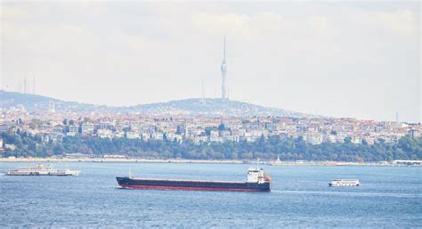 Istanbul Turkey October 11 2019 Cargo Tanker In The Bosphorus