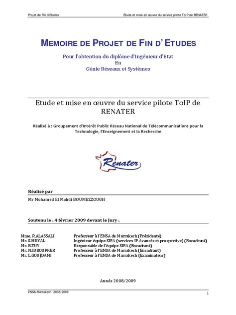 Memoire De Projet De Fin Detudes Pdf Séance Dinitiation Au