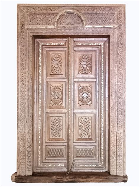 99 Large Wooden Carved Vingate Indian Door With Frame Exotic India Art