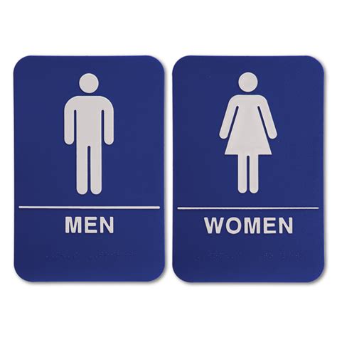 Blue Ada Braille Men S And Women S Restroom Sign Set 9 X 6 Hc Brands