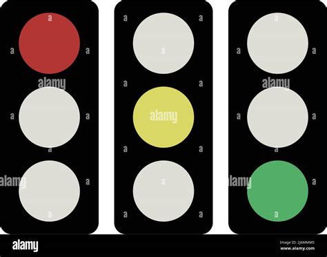 Set Of Red Yellow And Green Traffic Light Icons Editable Vector Stock