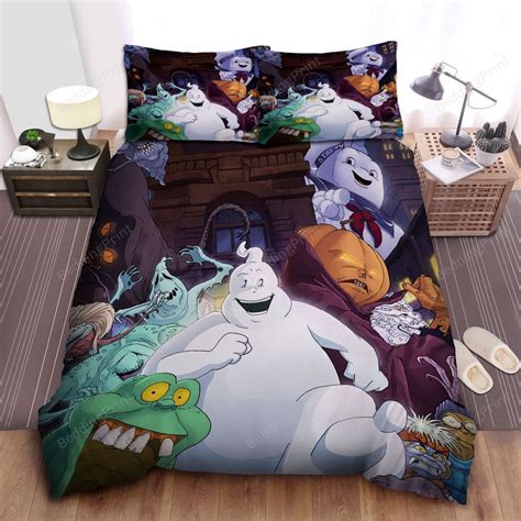 ghostbusters all ghosts in one cartoon artwork bed sheets duvet cover bedding set please note