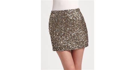Vince Sequined Mini Skirt In Gold Metallic Lyst