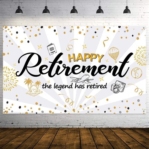 Happy Retirement Decorations Retirement Banner Party Giant Black And