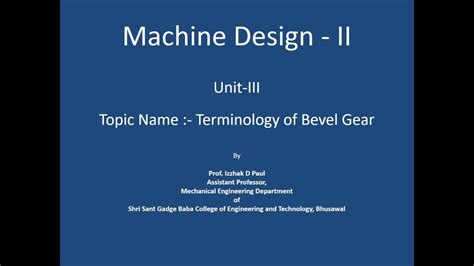 51 Unit Iii Terminology Of Bevel Gear Youtube
