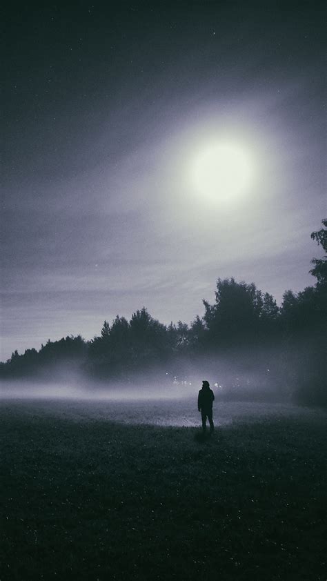 1080x1920 Moon Person Photography Hd Dark Night Alone Sad For