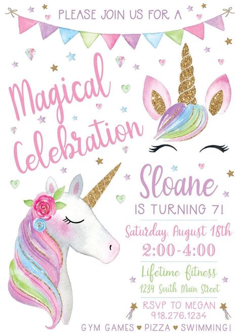 Pin By Tammy Stinson On My Saves In 2020 Unicorn Birthday Invitations