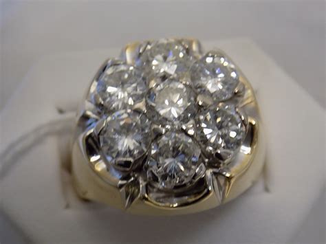 Massive Impressive K Gold Mens Diamond Cluster Ring App Cttw