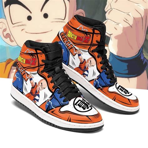 A natural rubber outsole enhances traction on a variety of surfaces. Krillin Shoes Jordan Dragon Ball Z Anime Sneakers Fan Gift MN04 - GearAnime