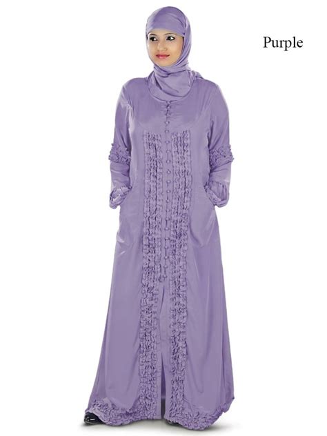 Mybatua Purple Polyester Arabian Style Islamic Wear For Women Muslim Abaya With Hijab Mybatua