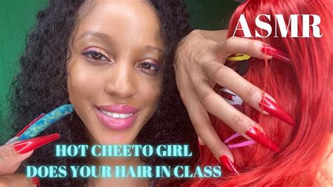 Pov Hot Cheetos Girl Does Your Hair In Class With Really Long Nails Hair Brushing Sounds