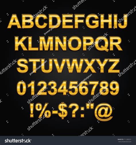 Gold Metal Letters Style Alphabet Collection Stock Vector Royalty Free