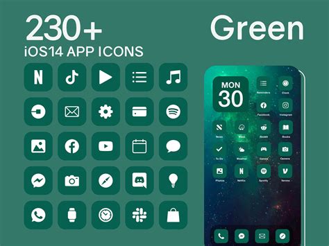 Ios Green App Icons 230 Dark Green Minimal Ios 14 Modern Etsy Uk