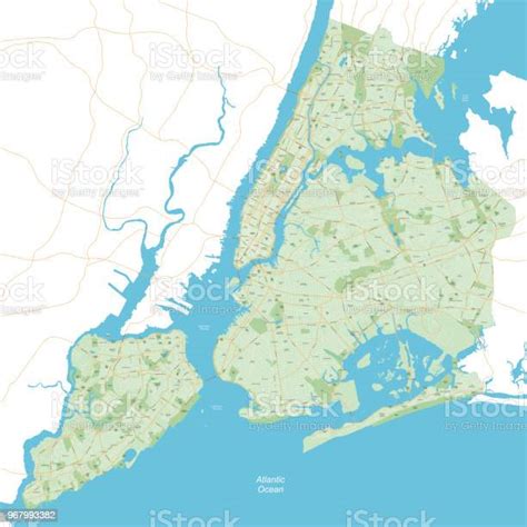New York City Map Full Vector Illustration Stock Illustration