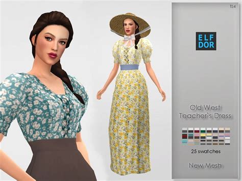 Old West Teachers Dress Teacher Dresses Sims Sims 4