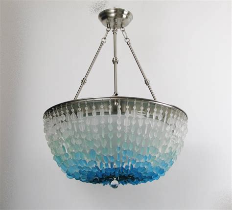 Transitional Beach Glass Sea Glass Chandelier Lighting Ceiling Fixture