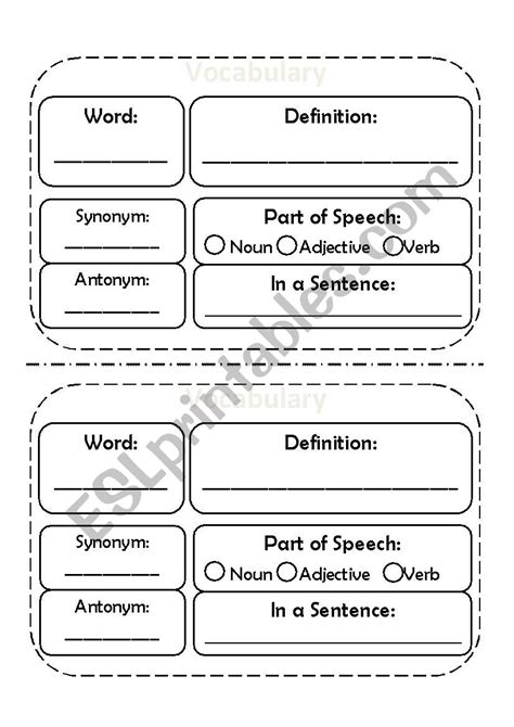 Vocabulary Building Template Esl Worksheet By Joelriveramora