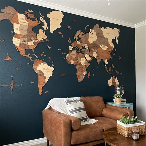 World Map Accent Wall