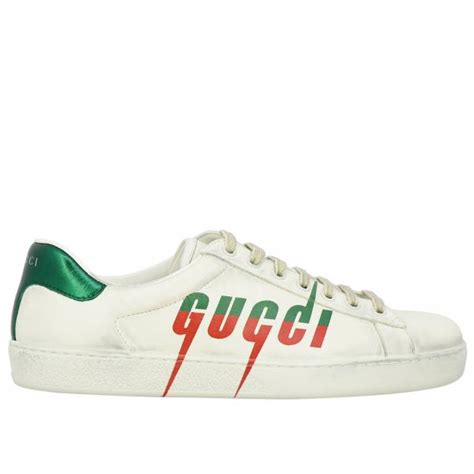 Gucci New Ace Lace Up Sneakers In Vintage Leather With Print
