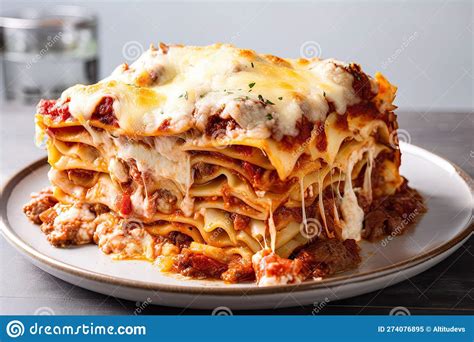 Platter Of Lasagna With Layers Of Meat Cheese And Sauce Stock Illustration Illustration Of