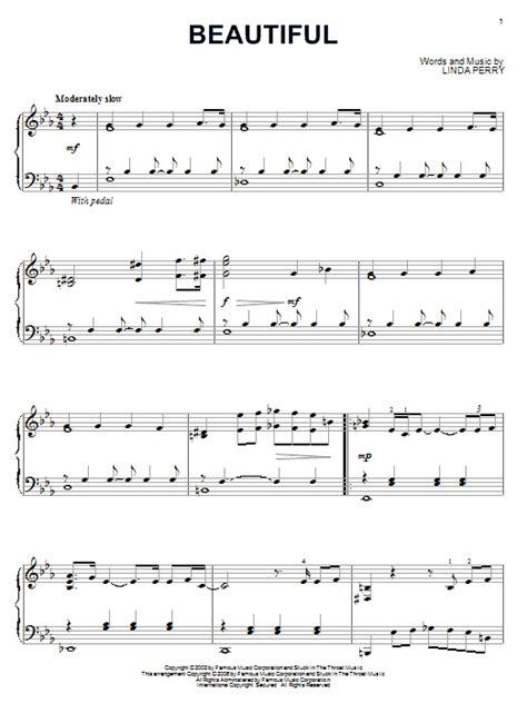 Beautiful Sheet Music By Christina Aguilera Piano 54422