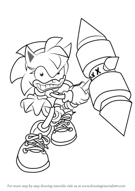 Step By Step How To Draw Rosy The Rascal From Sonic The Hedgehog
