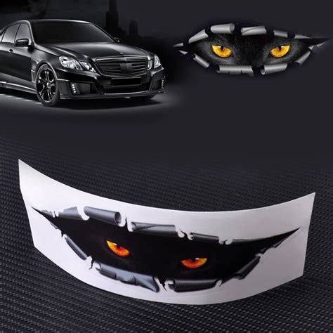 Car Styling Funny 3d Simulation Monster Leopard Eye Peeking Sticker