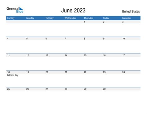 June 2023 Calendar With United States Holidays