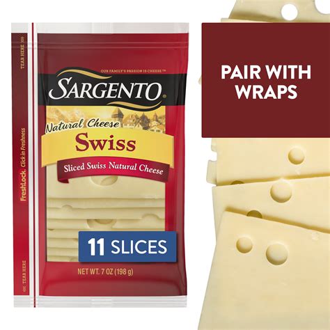 Sargento Sliced Swiss Natural Cheese 11 Slices Walmart Com