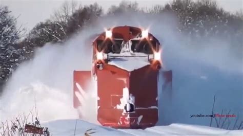 Awesome Powerful Train Plow Through Snow Railway Tracks Youtube