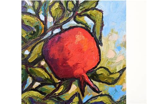 Pomegranate Painting Original Art Impasto Oil Painting Fruits Etsy