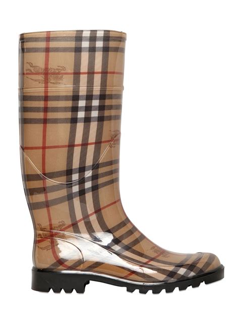 Burberry 20mm Haymarket Rubber Rain Boots In Brown Lyst