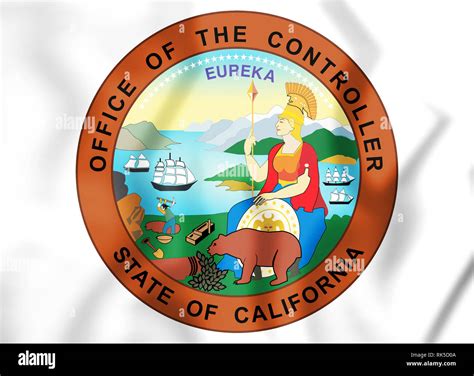 3d Seal Of California State Controller Usa 3d Illustration Stock
