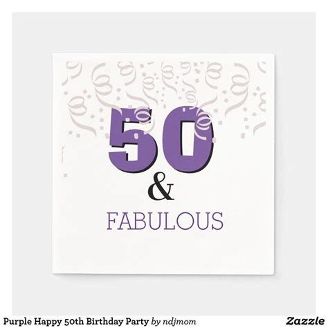 Purple Happy 50th Birthday Party Napkins In 2021 50th
